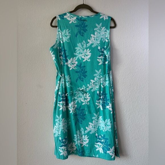Columbia PFG Women’s Tropical Floral Dress Teal V-Neck Sz L Performance Hawaiian - Picture 7 of 9
